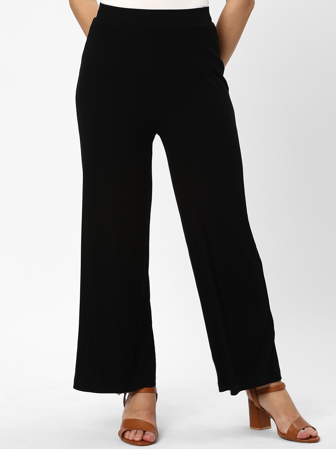 

R&B Women Cotton Mid-Rise Track Pants, Black