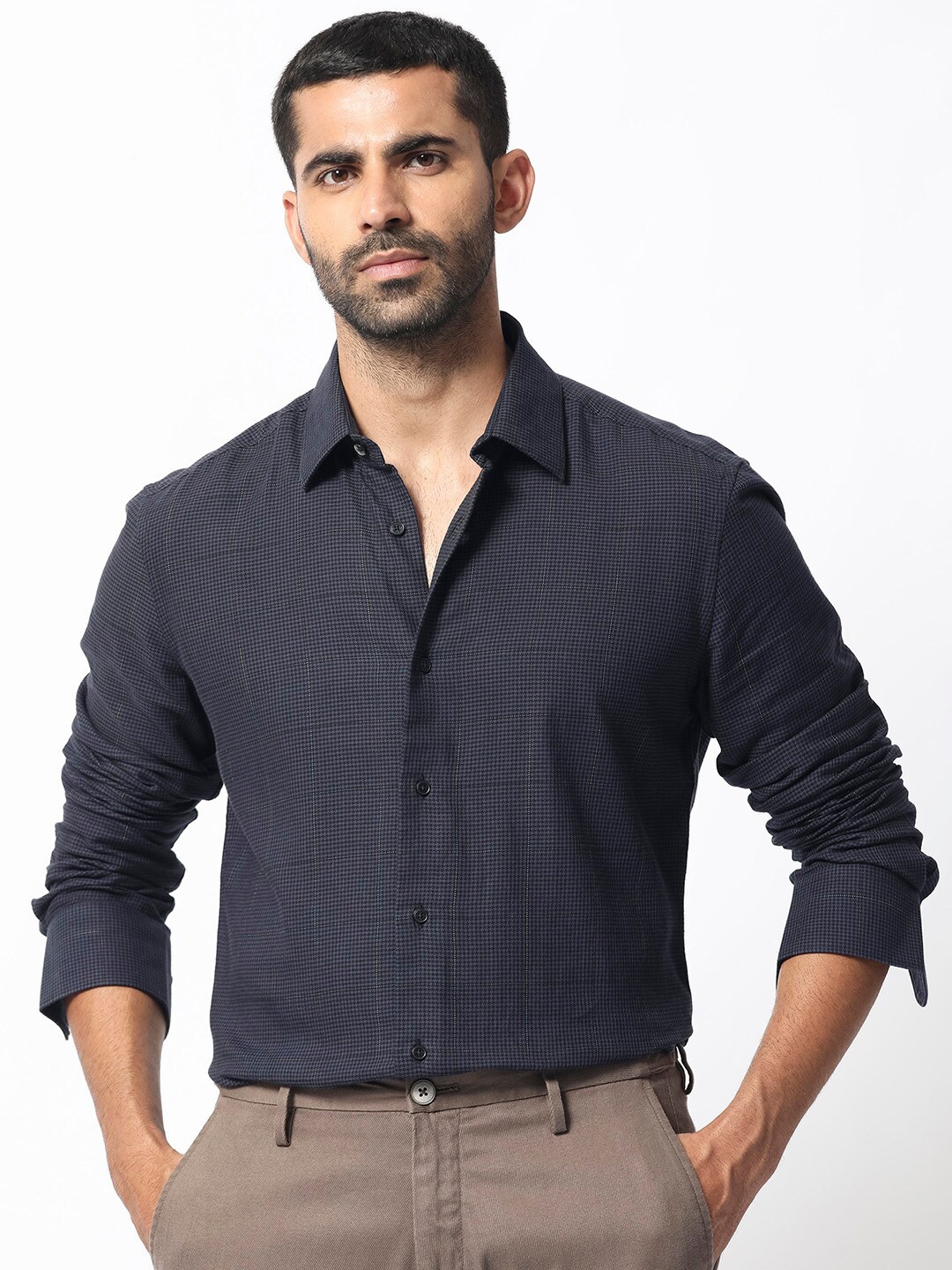 

RARE RABBIT Men Mesa Slim Fit Shirt, Navy blue