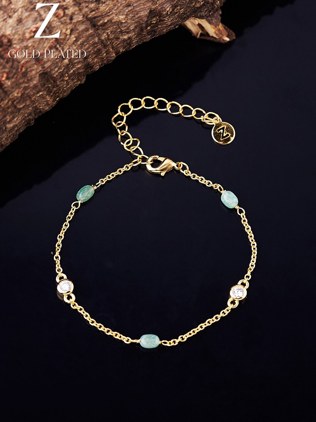 

Accessorize London 14K Gold-Plated Z Aventurine Link Bracelet