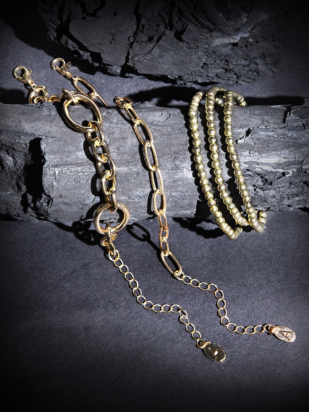 

Accessorize Set Of 5 Chain and Stretch Beaded Bracelets, Gold