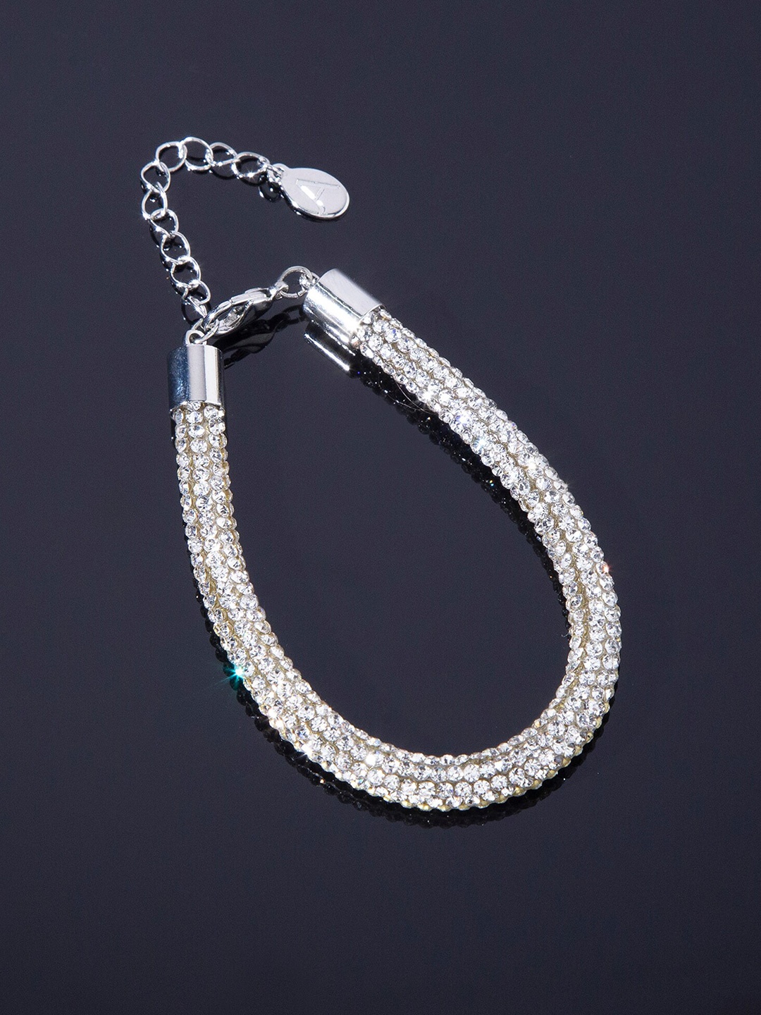 

Accessorize Rhinestone Studded Tube Wraparound Bracelet, Silver