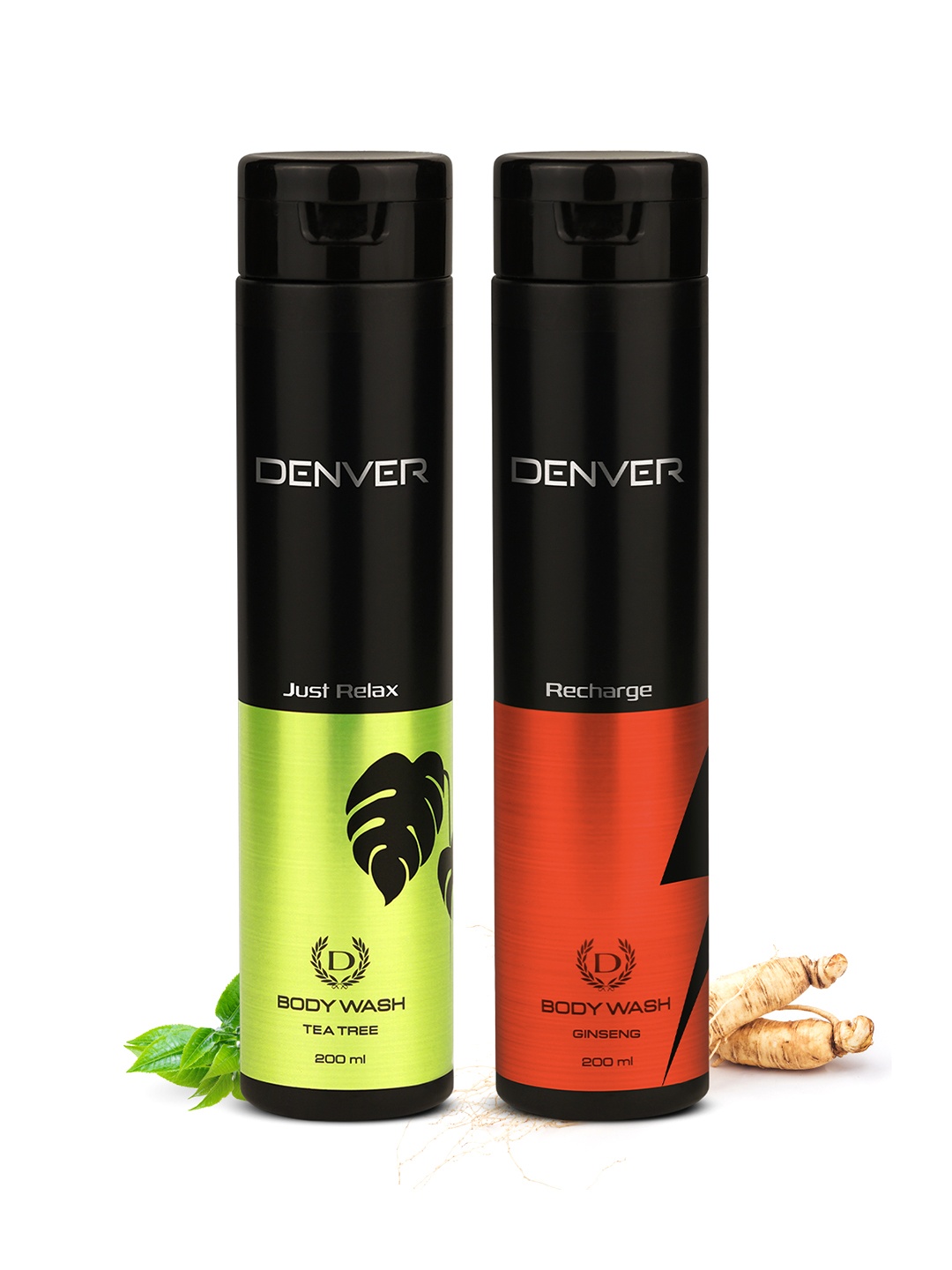 

Denver Set of 2 Body Wash 200ml each - Just Relax + Recharge, Black