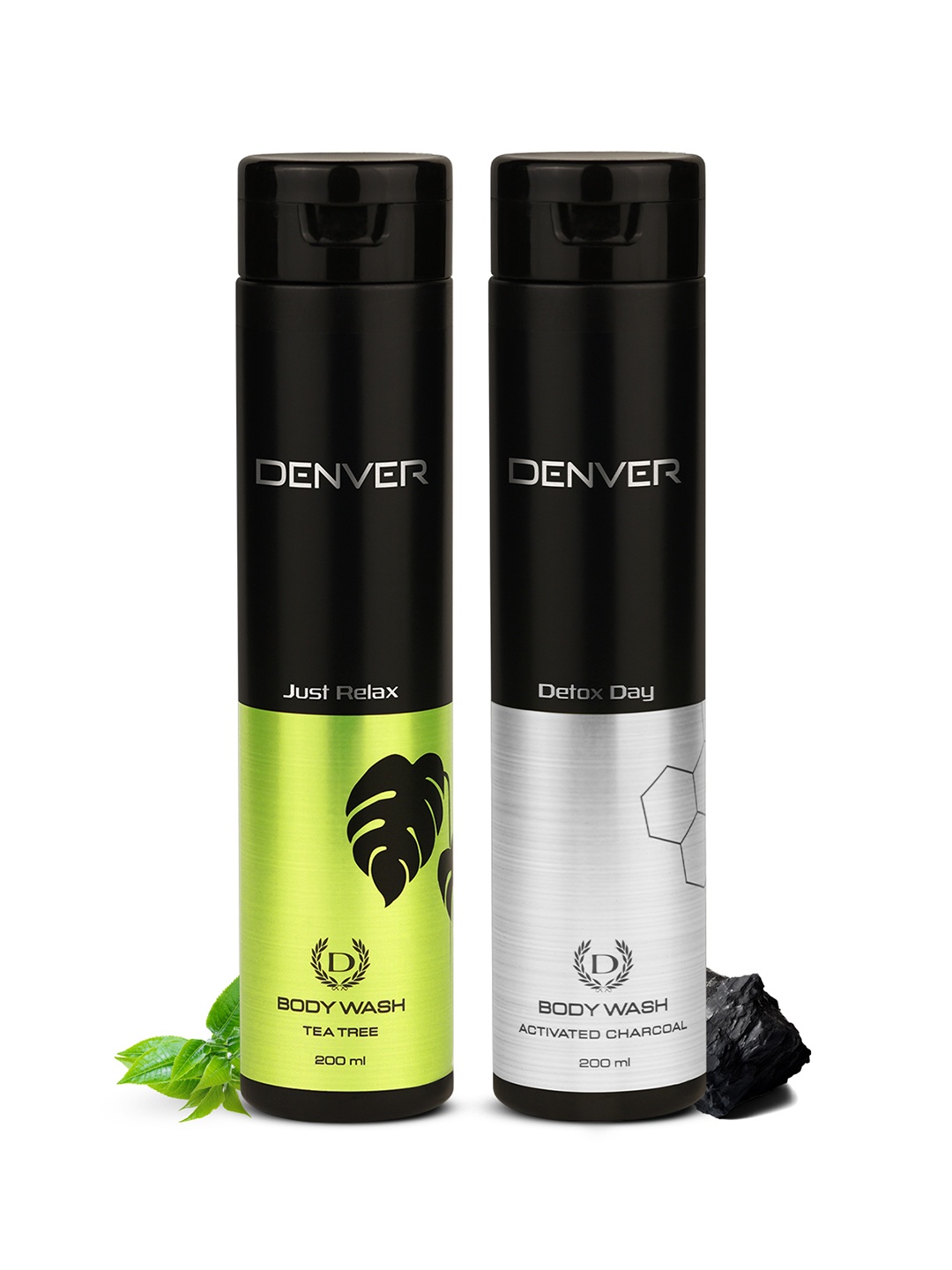 

Denver Set of 2 Body Wash 200ml each - Just Relax + Detox Day, Black