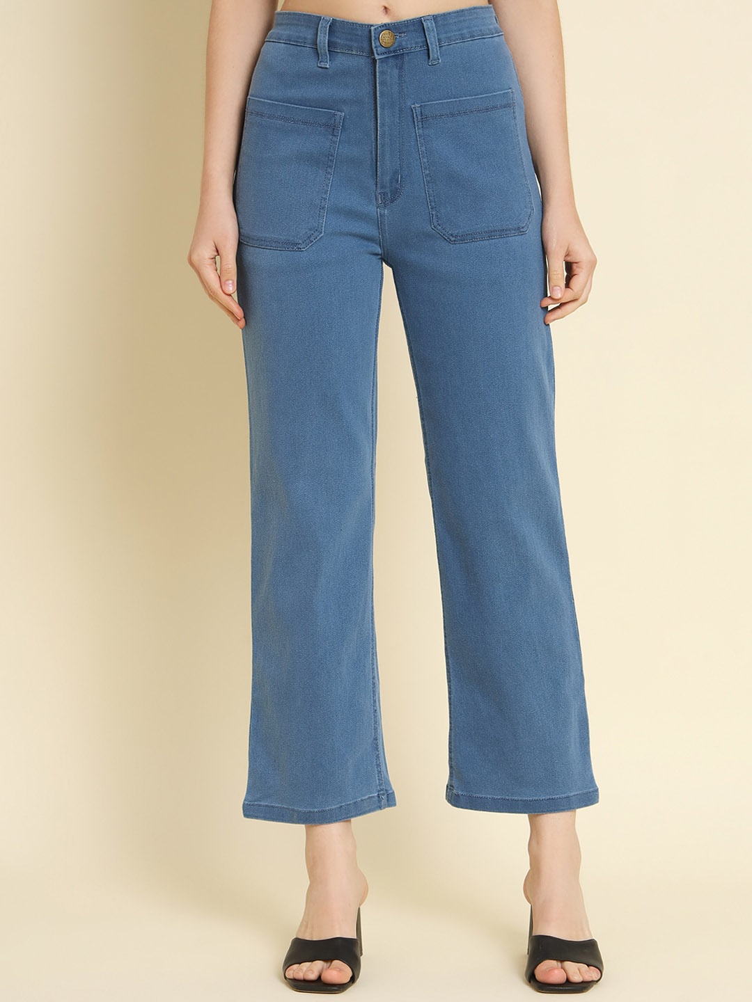 

AngelFab Women Jean Straight Fit High-Rise Stretchable Cotton Jeans, Blue