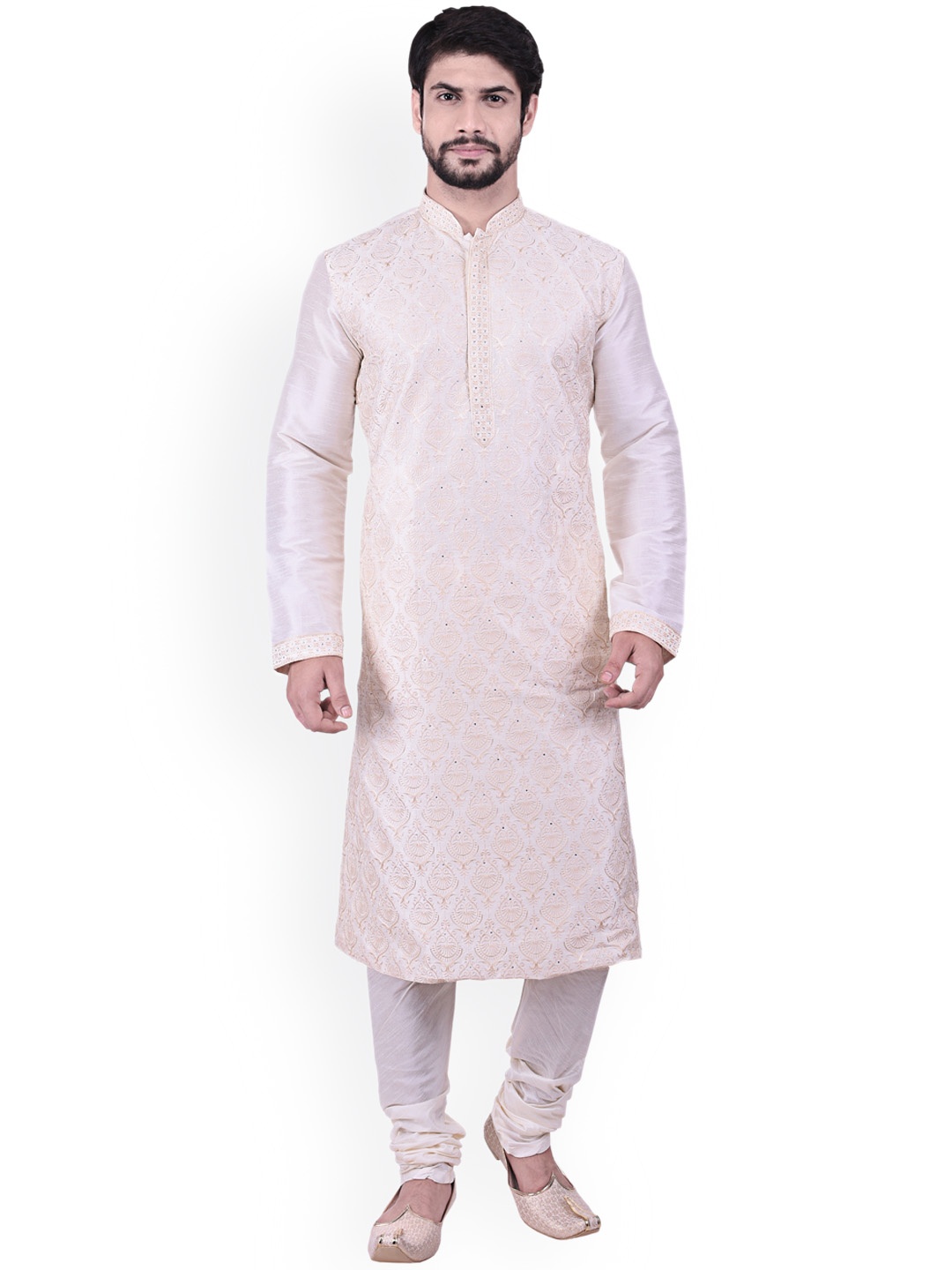 

Manyavar Men Off-White Self Design Kurta with Pyjamas