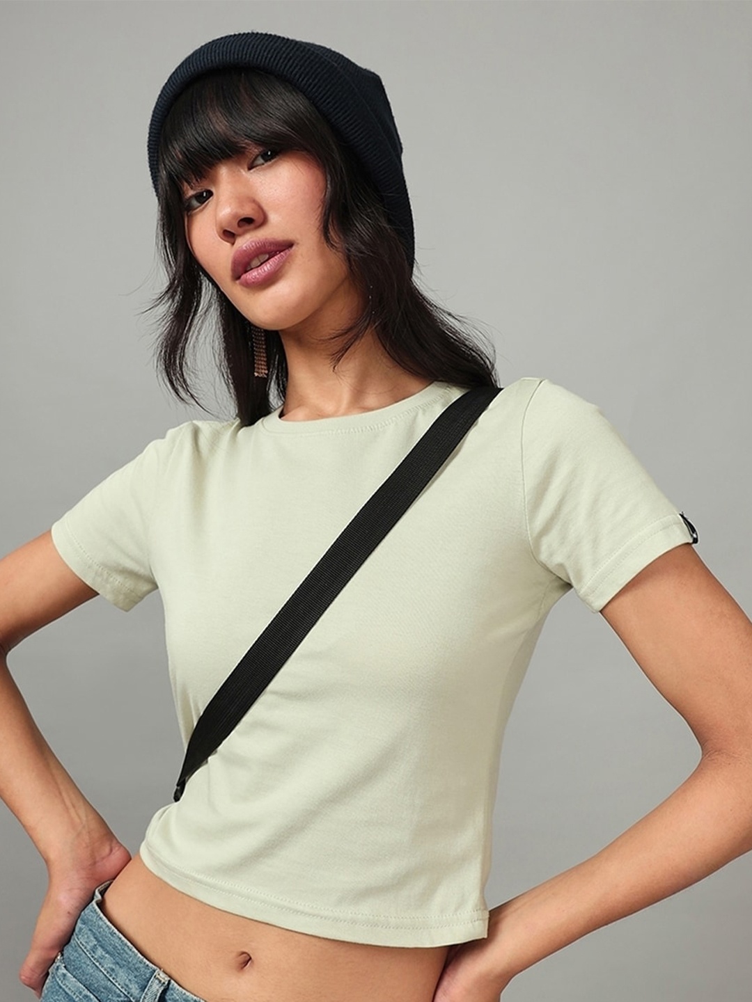 

Bewakoof Slim Fit Short Top, Green