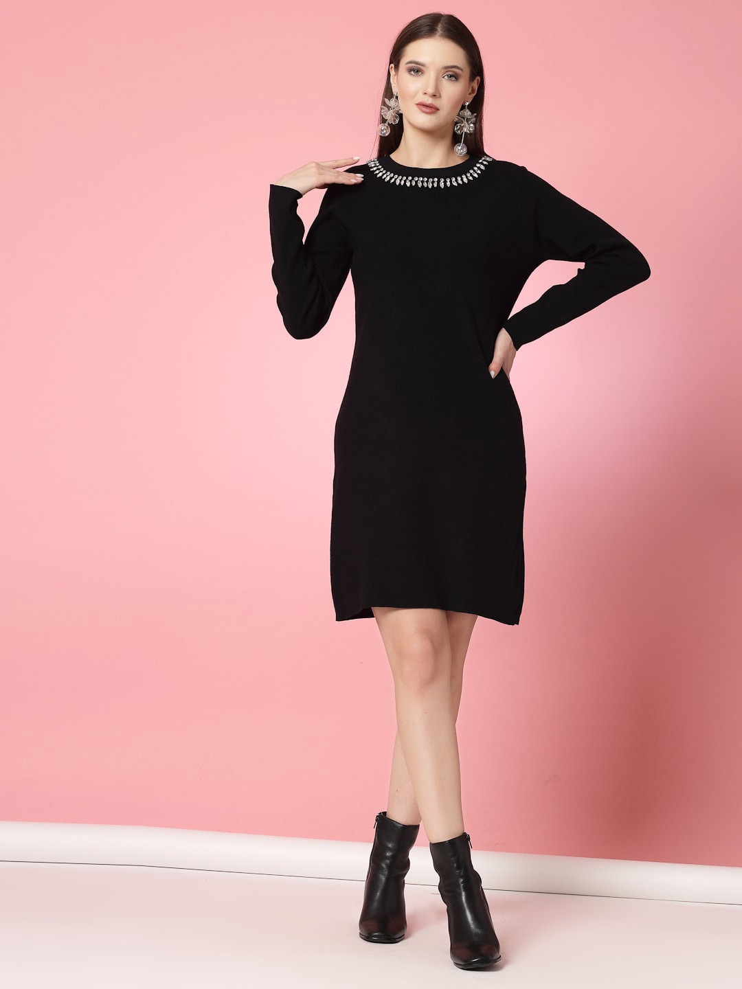 

Mafadeny Embellished Sheath Dress, Black