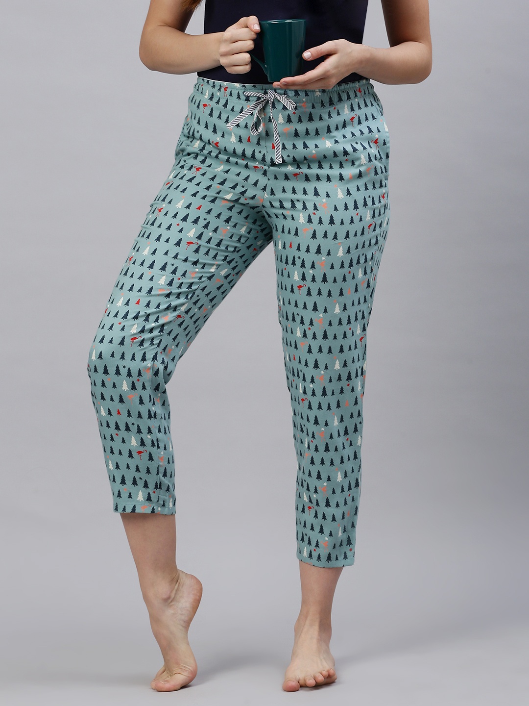 

Bareblow Women Printed Slim-Fit Lounge Pants, Grey