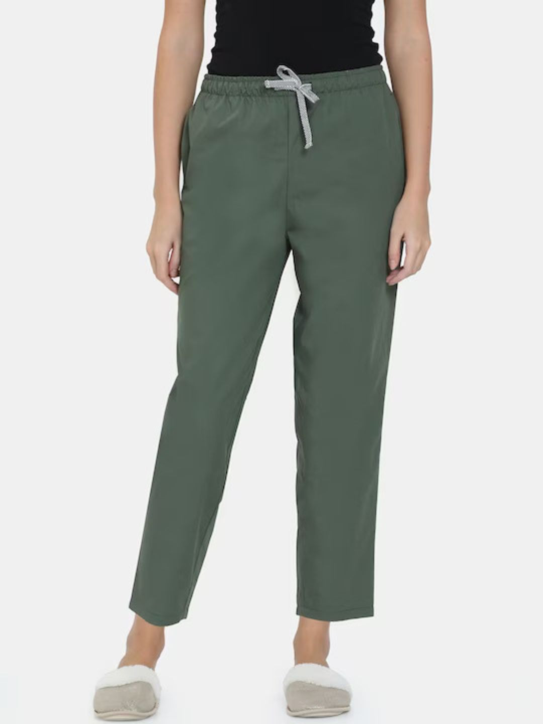 

Bareblow Women Mid Rise Cotton Lounge Pants, Green