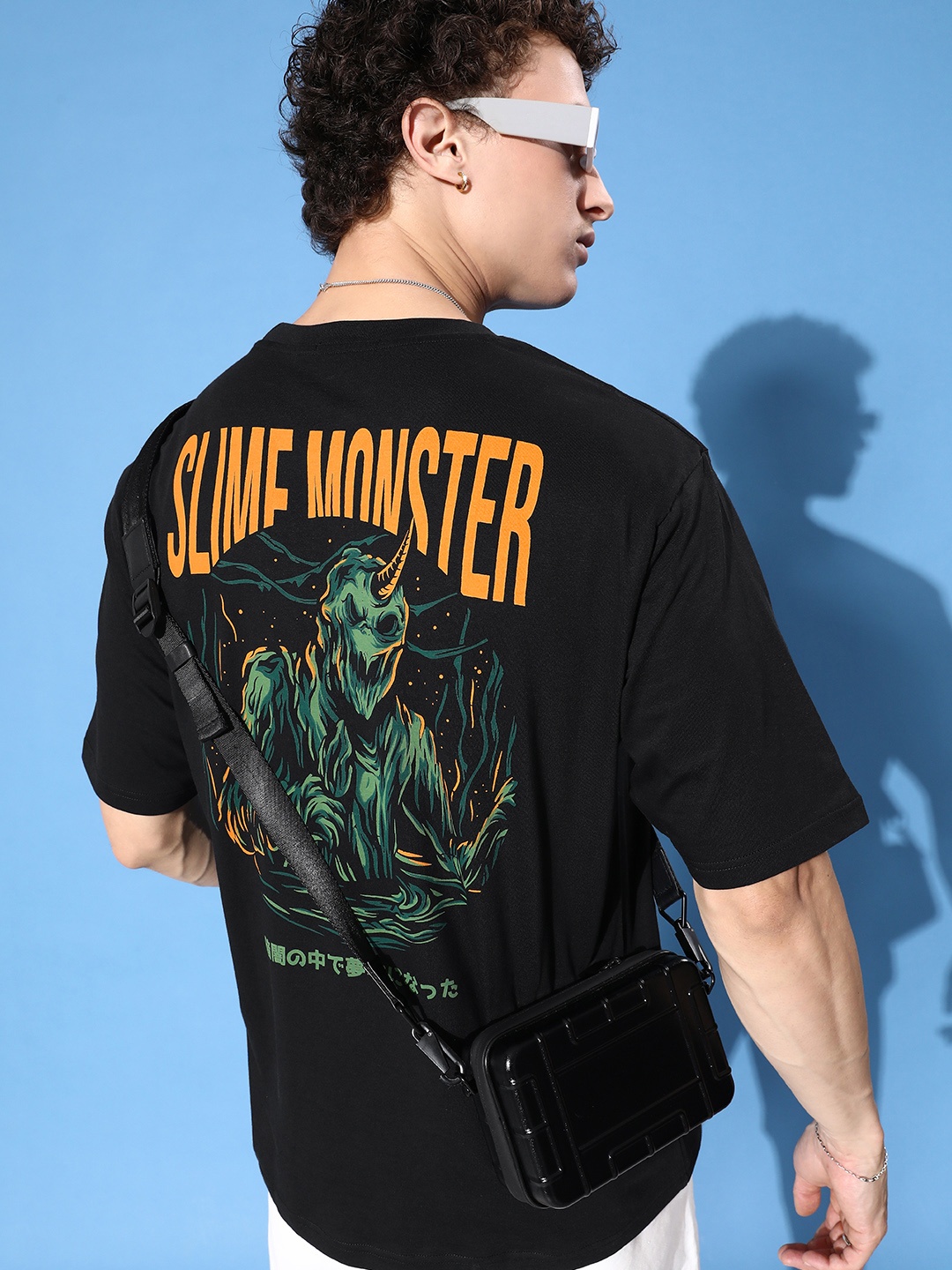 

FREE SOCIETY Men Graphic Printed Oversized T-shirt, Black