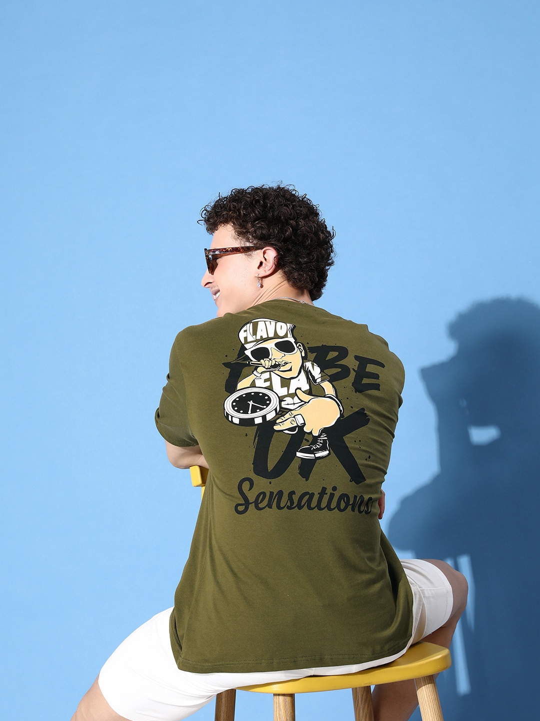 

FREE SOCIETY Men Graphic Printed Oversized T-shirt, Olive