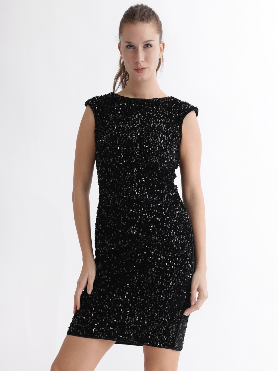 

RAREISM Embellished Sequined Sheath Dress, Black