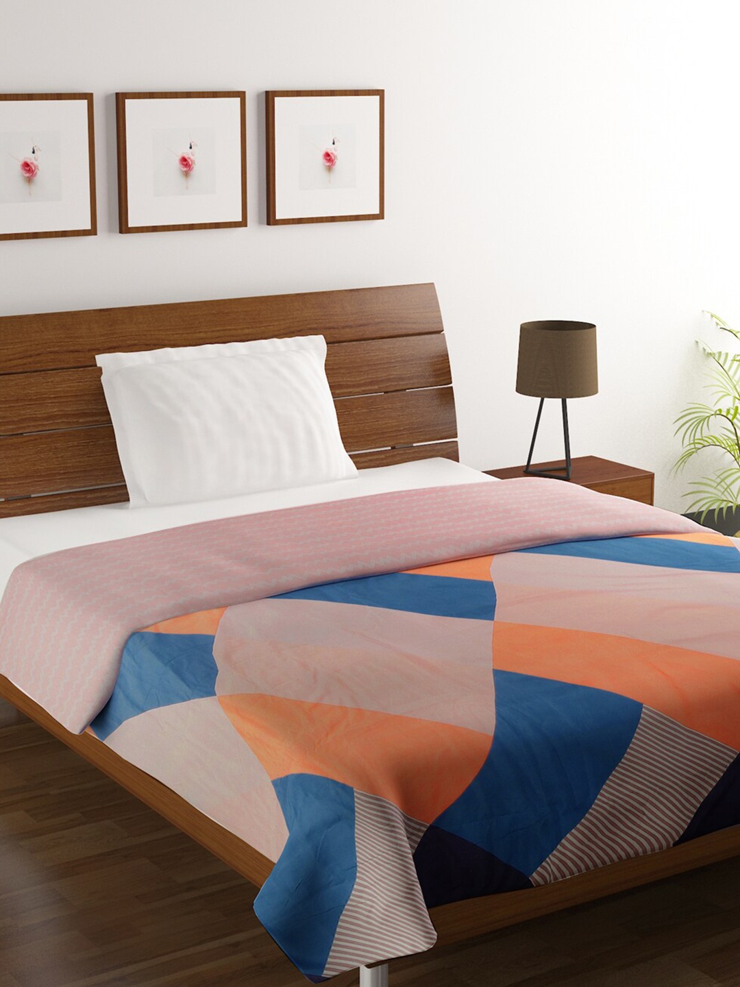 

HOMETALES Orange & Pink Microfiber AC Room 110 GSM Single Bed Dohar