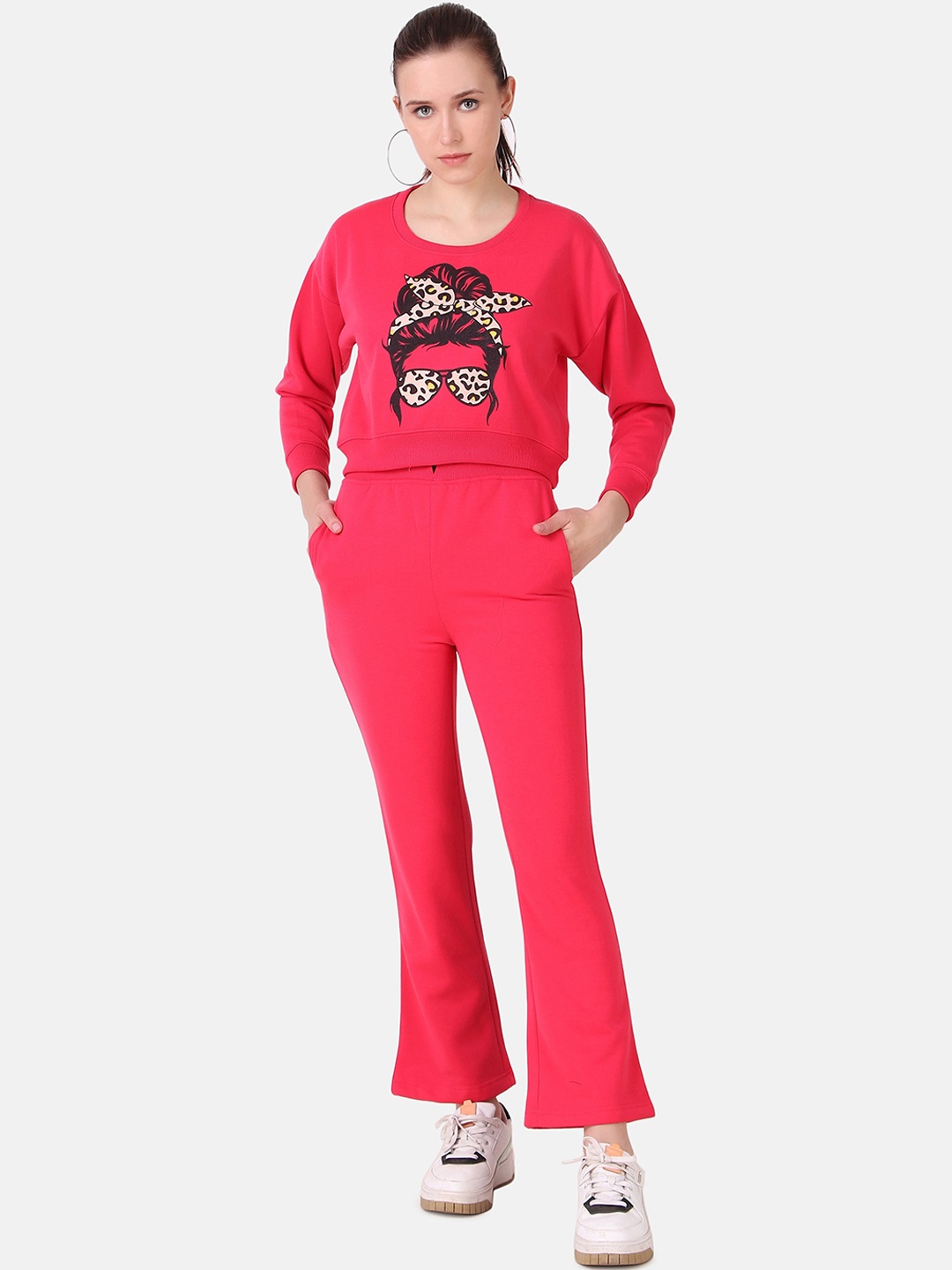 

FLOSBERRY Graphic Printed Mid-Rise Tracksuits, Pink