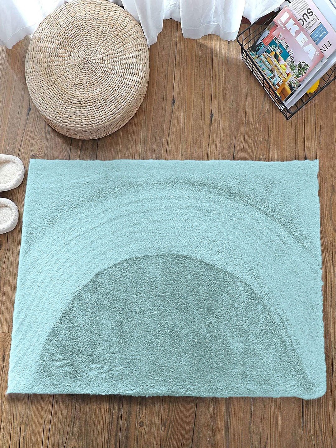 

LUXEHOME INTERNATIONAL Blue Polyfiber 1000 GSM Bath Rugs