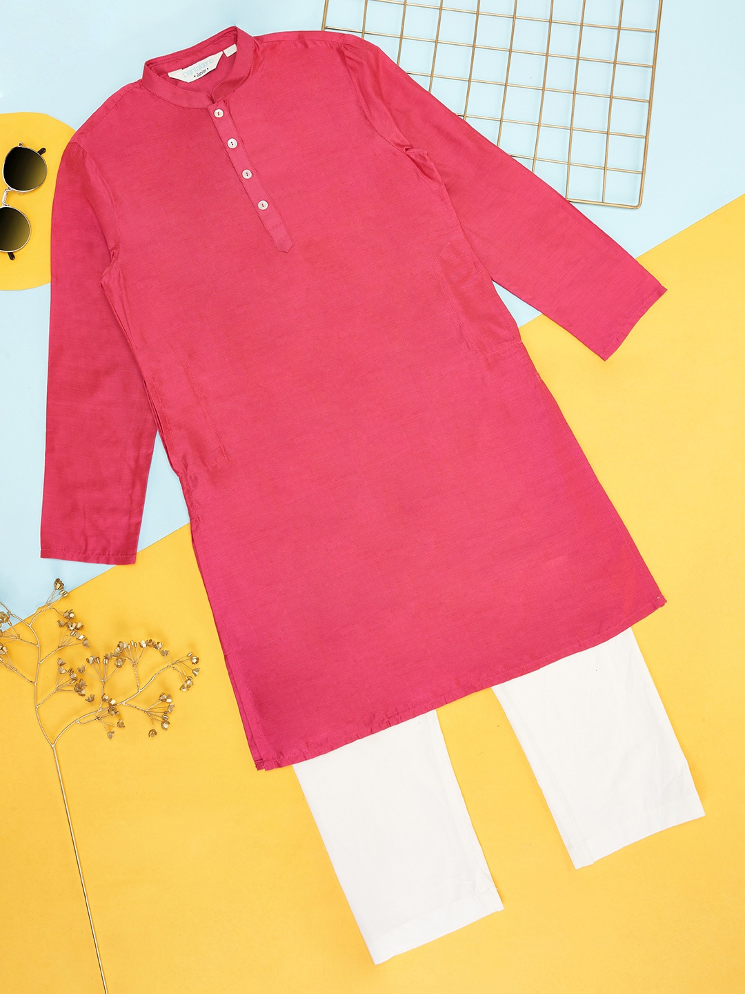

indus route by Pantaloons Boys Regular Kurta with Pyjamas, Coral