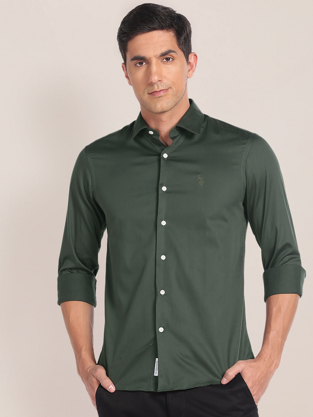 

U.S. Polo Assn. Cutaway Collar Casual Shirt, Green