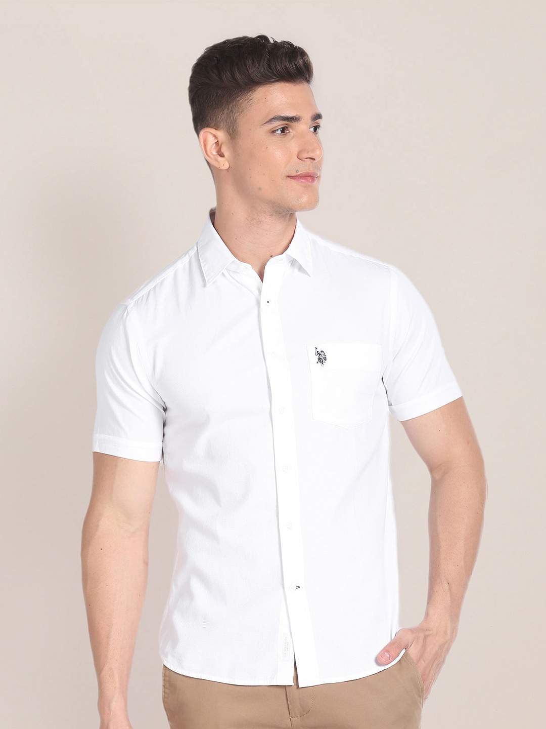 

U.S. Polo Assn. Opaque Pure Cotton Casual Shirt, White