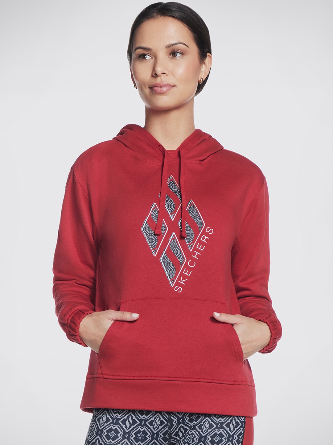 

Skechers Diamond Legacy Printed Hooded Pullover Sweatshirt, Red