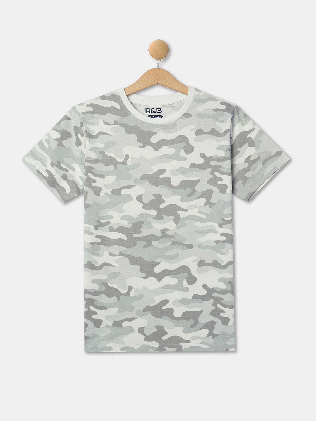 

R&B Boys White Camouflage Printed Pockets T-shirt