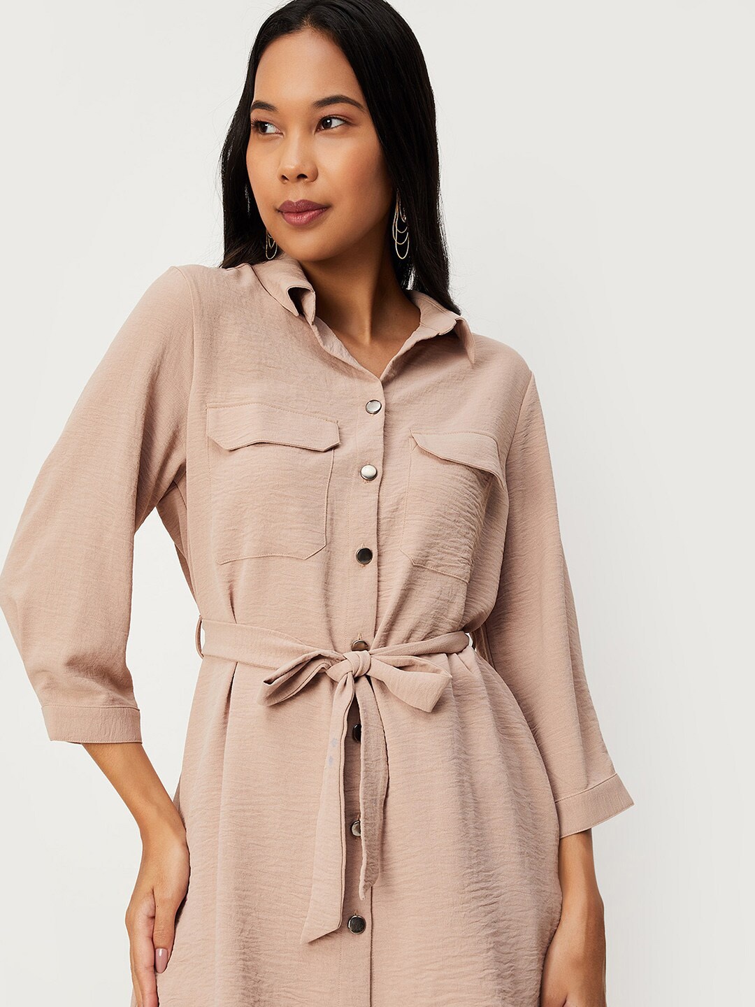 

max Shirt Collar Tunic, Beige