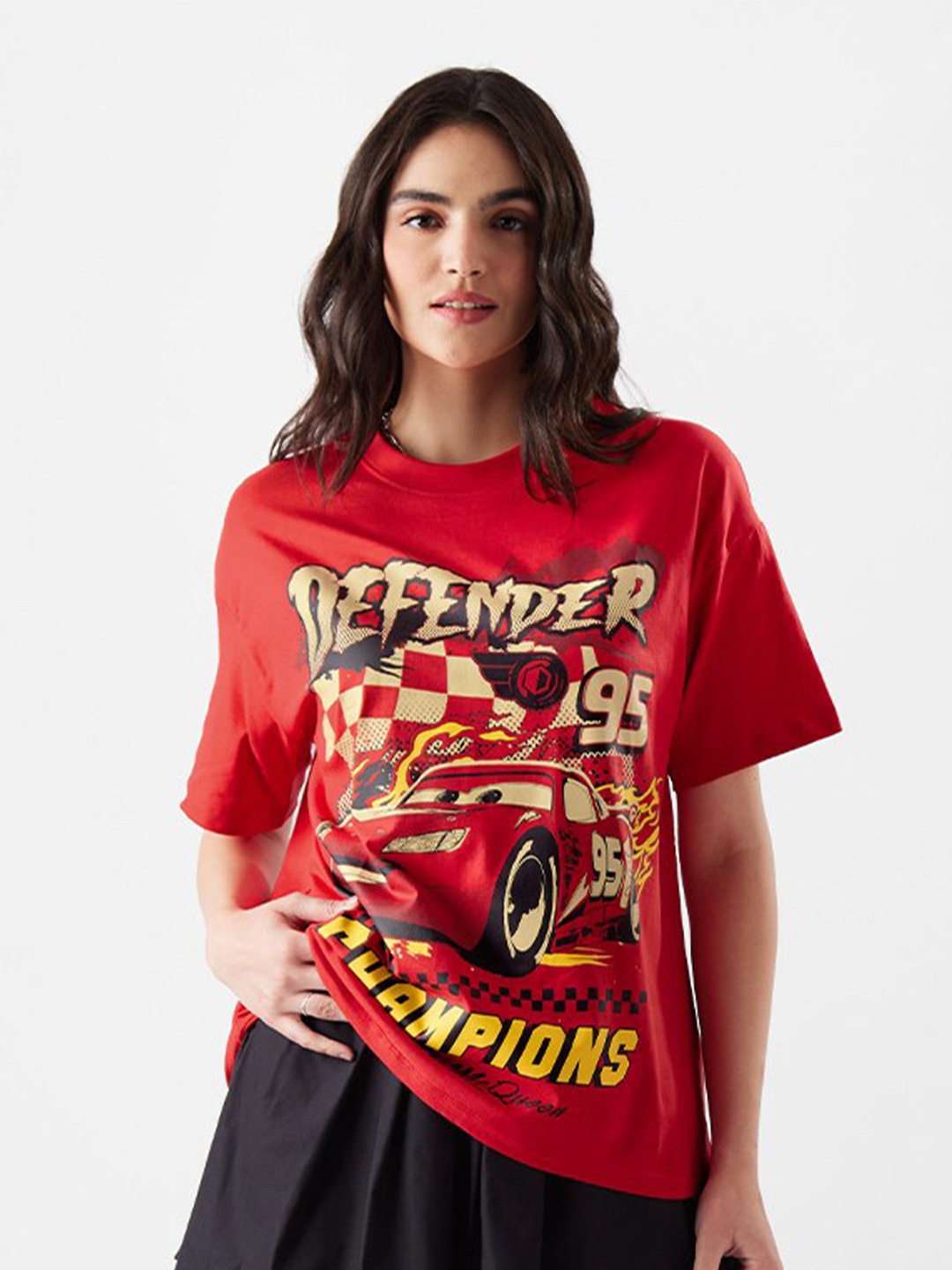 

The Souled Store Graphic Printed Oversized Cotton T Shirt, Red