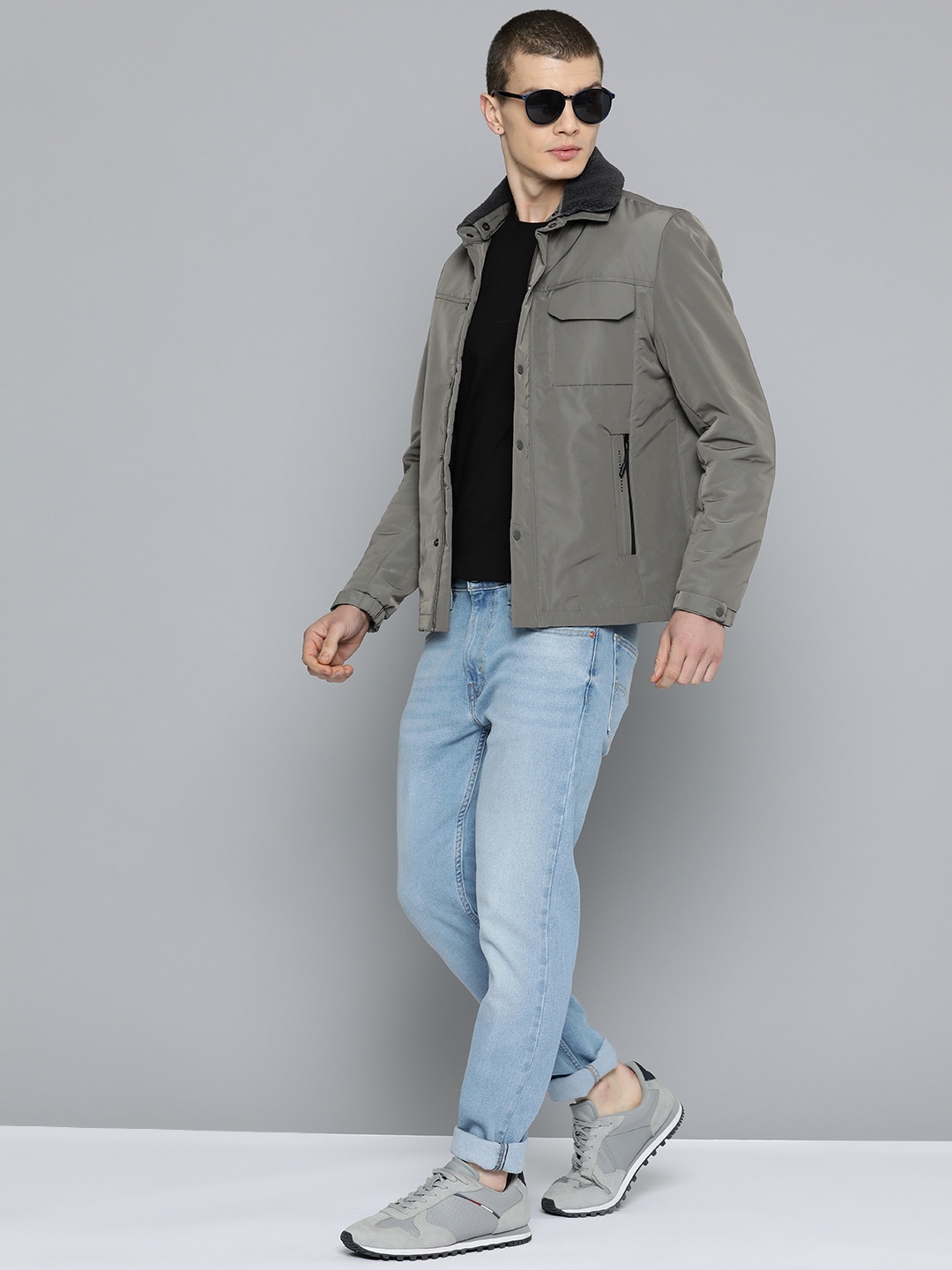 

Fort Collins Faux Fur Trim Lightweight Sporty Jacket, Grey