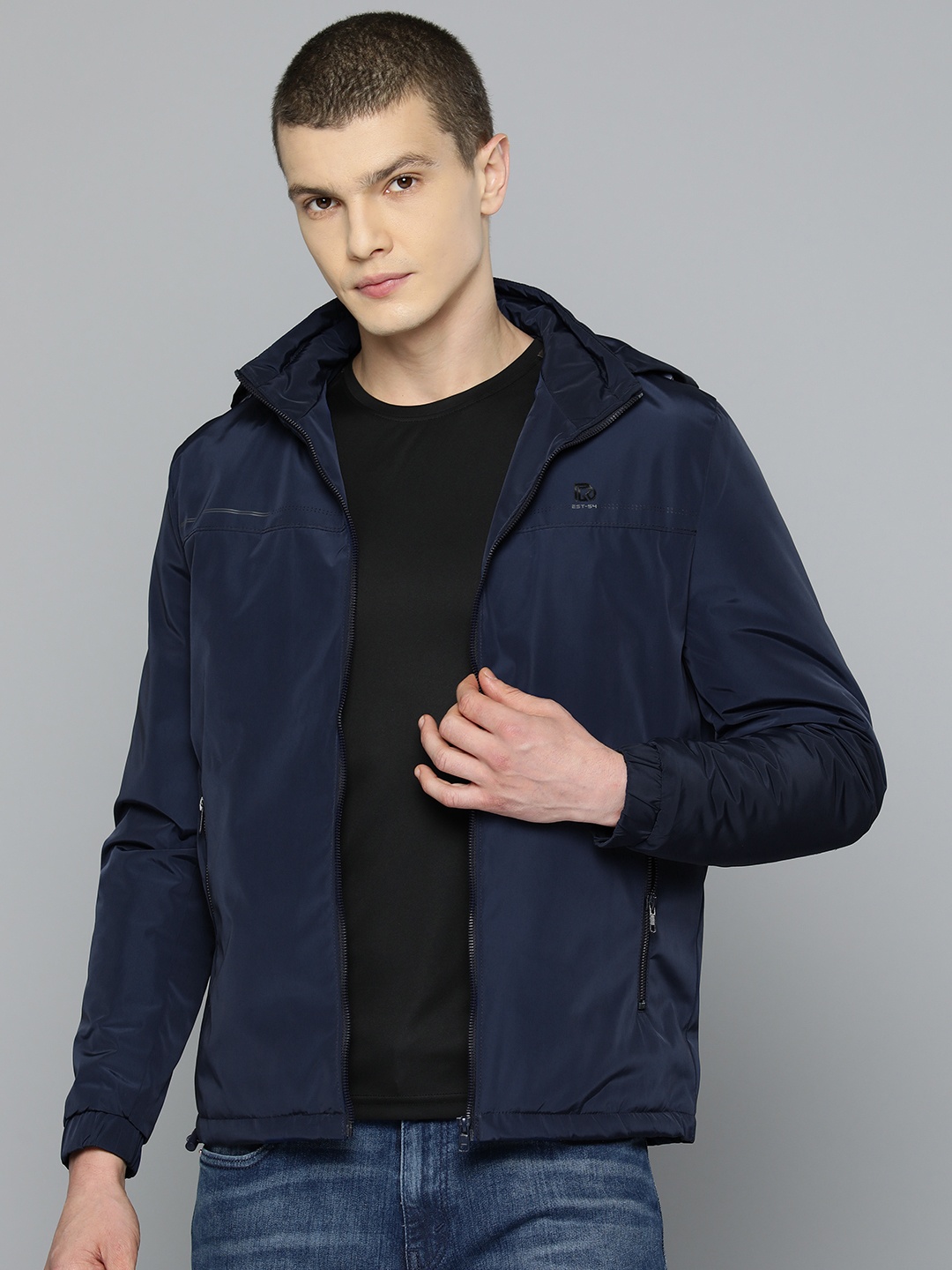 

Fort Collins Solid Tailored Jacket with Detachable Hood, Navy blue