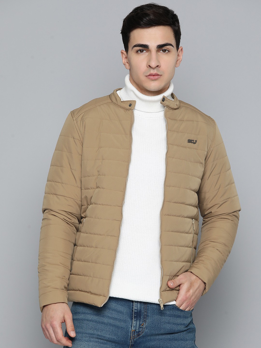 

Fort Collins Collarless Regular Fit Padded Jacket, Taupe
