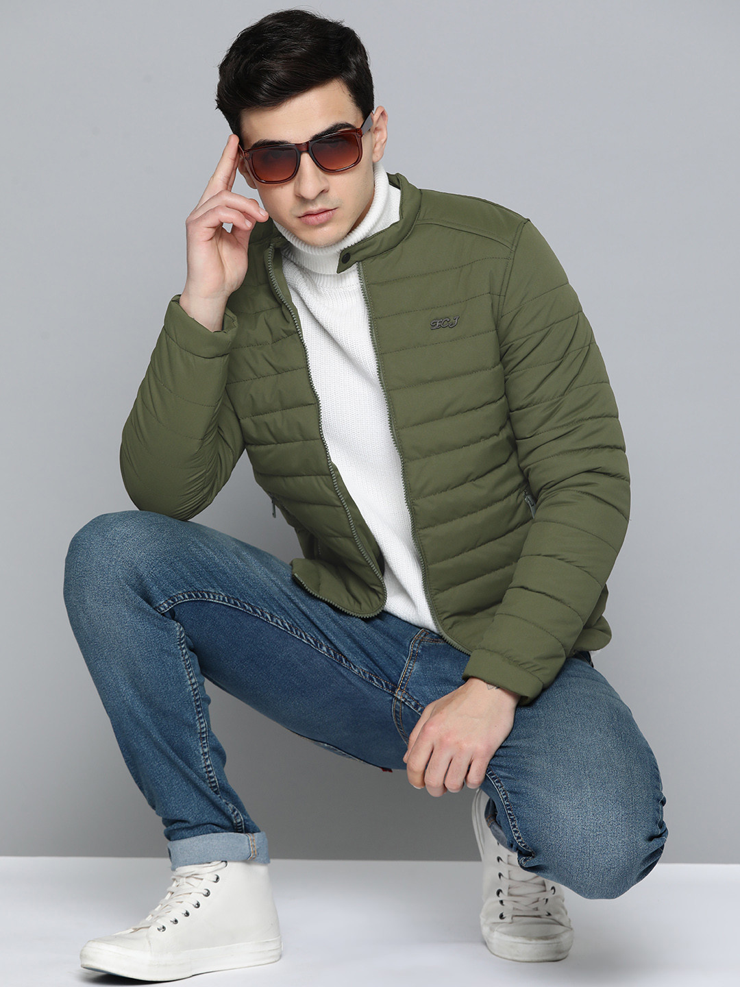 

Fort Collins Collarless Regular Fit Padded Jacket, Olive