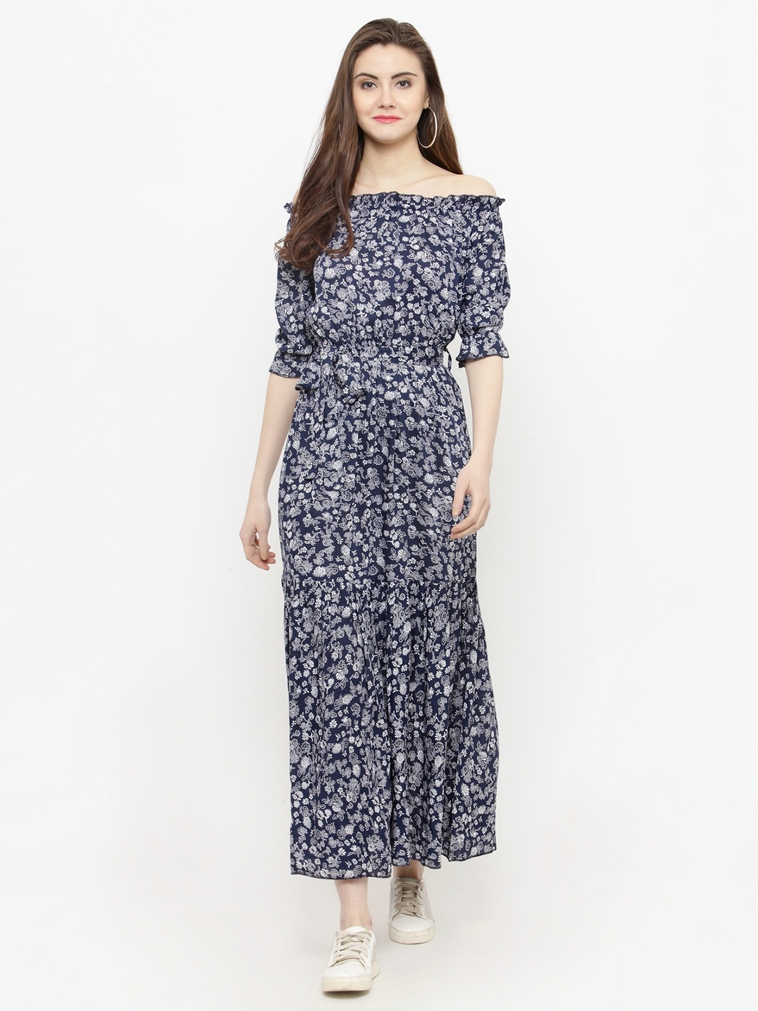 

Sera Women Navy Blue Printed Maxi Dress