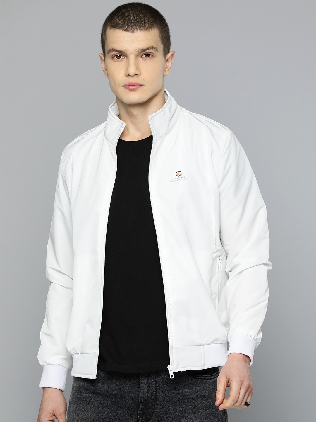 

Fort Collins Mock Collar Bomber Jacket, White