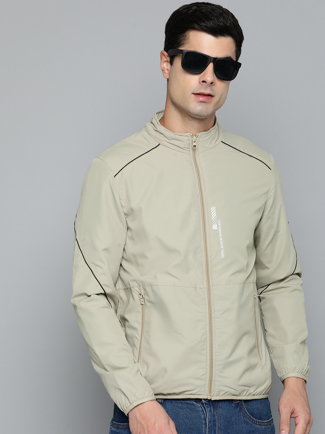 

Fort Collins Mock Collar Tailored Jacket, Beige