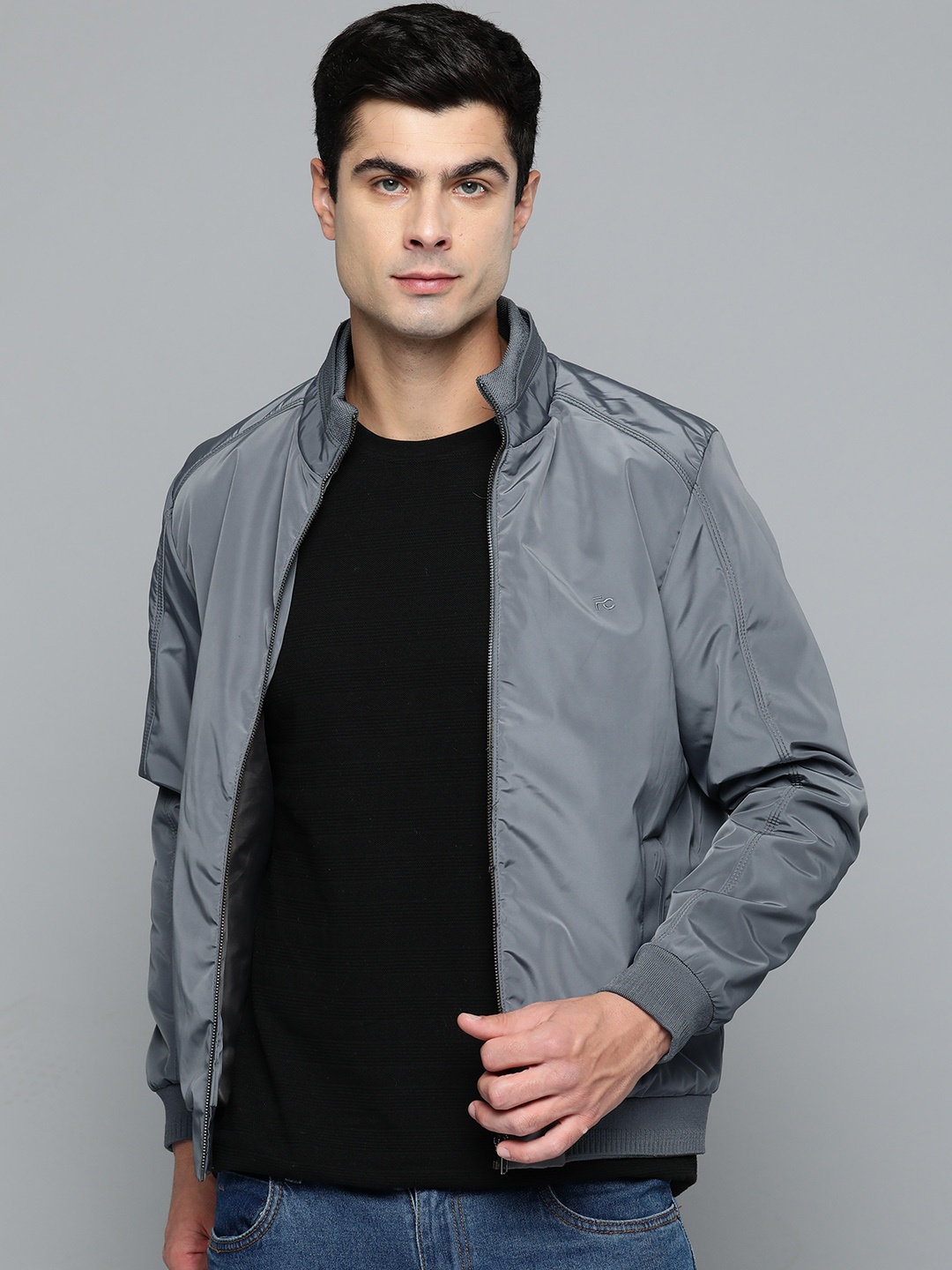 

Fort Collins Mock Collar Regular Bomber Jacket, Grey