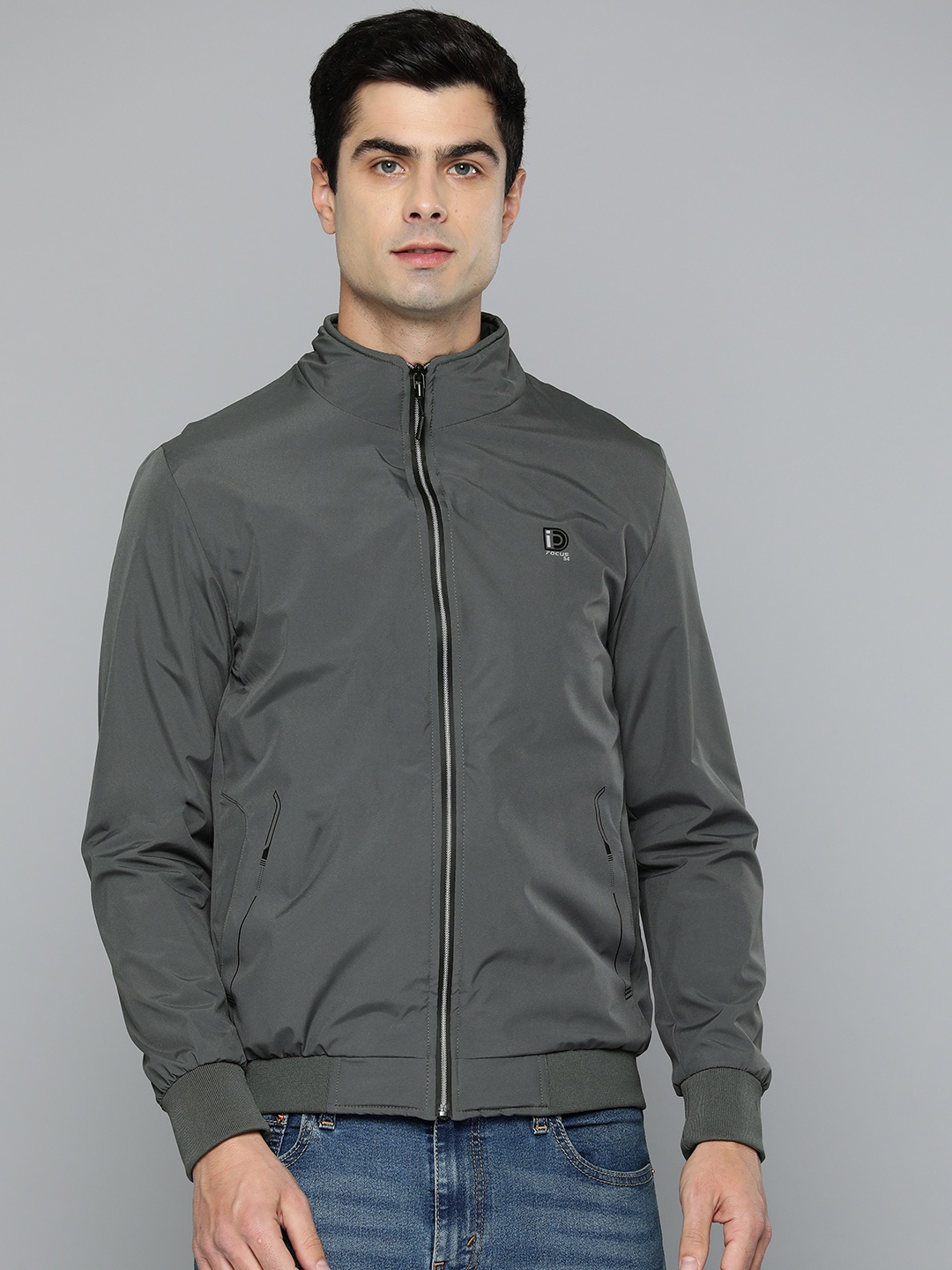 

Fort Collins Mock Collar Lightweight Bomber Jacket, Grey