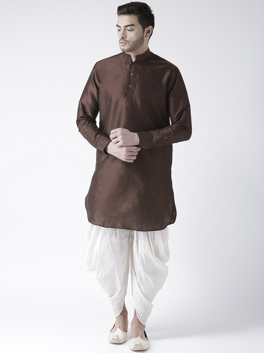 

DEYANN Men Brown & Off-White Solid Kurta with Patiala