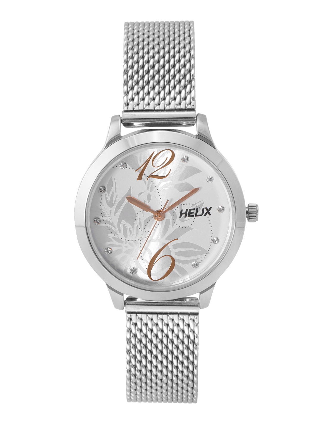 

Helix Women Silver-Toned Printed Dial & Bracelet Style Analogue Watch TW022HL15