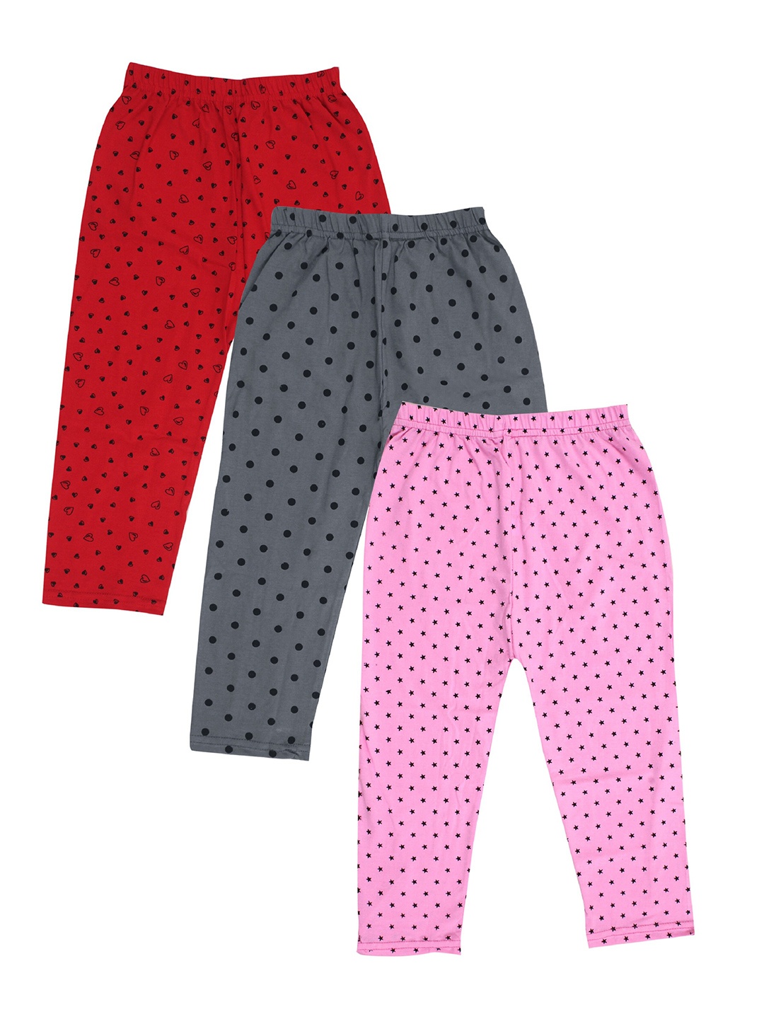 

BAESD Girls Pack Of 3 Polka Dots Printed Capris, Red