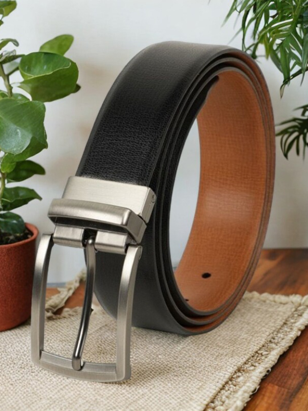 

Kastner Men Textured PU Reversible Formal Belt, Black