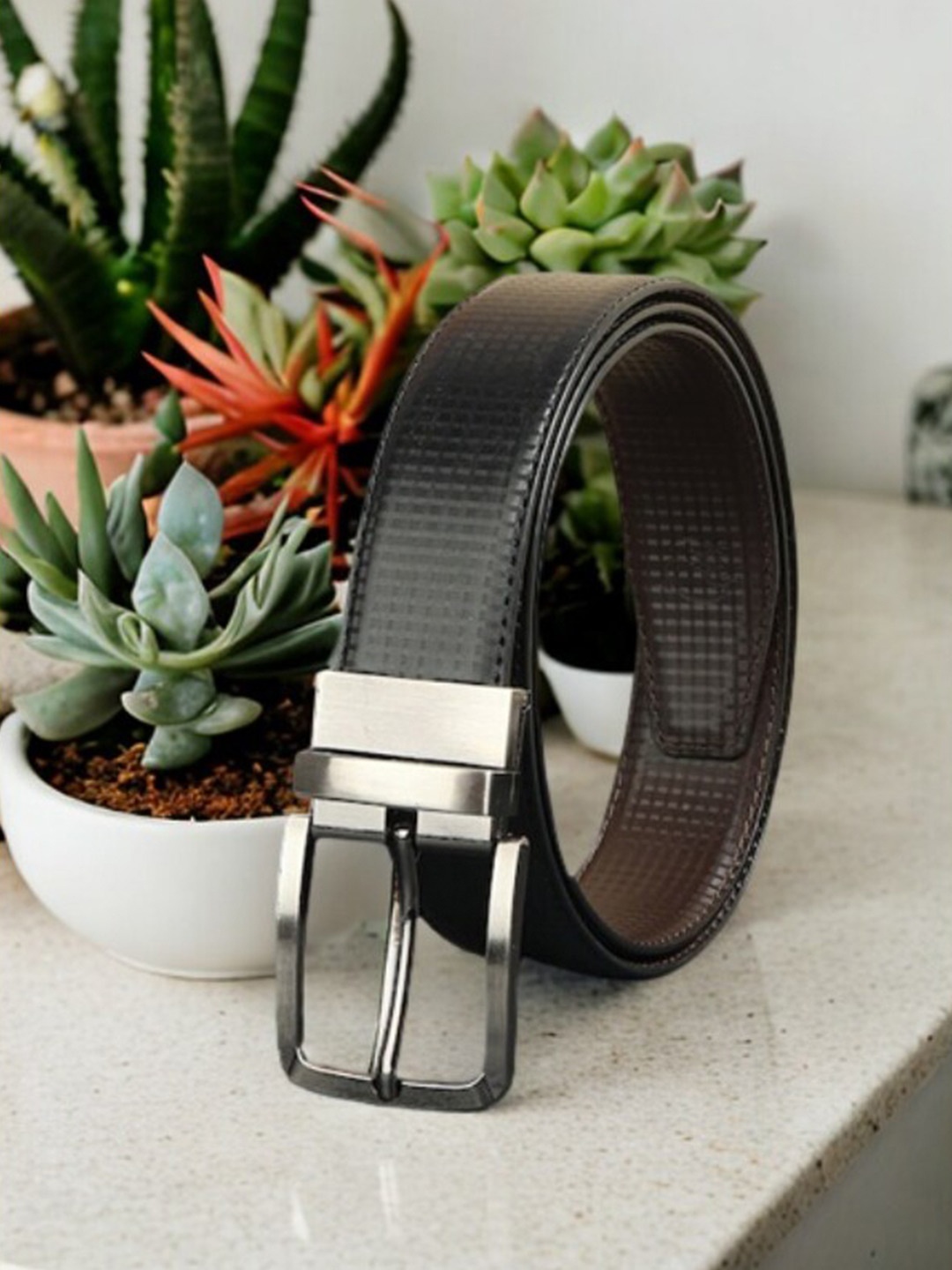 

Kastner Men Textured Reversible Formal Belt, Black