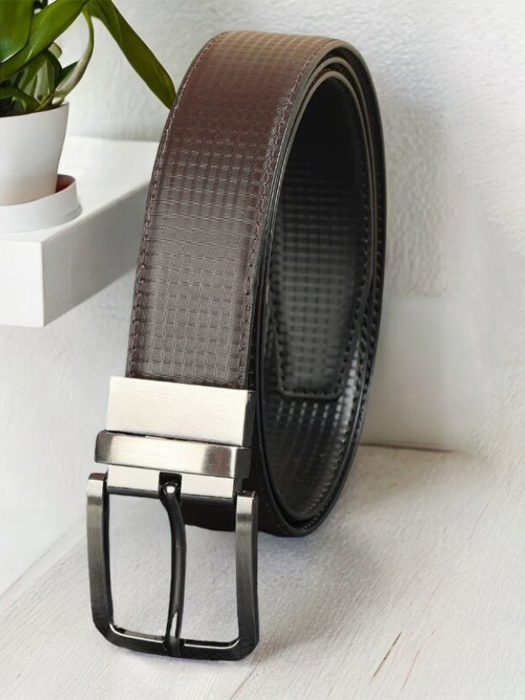

Kastner Men Textured PU Reversible Formal Belt, Black