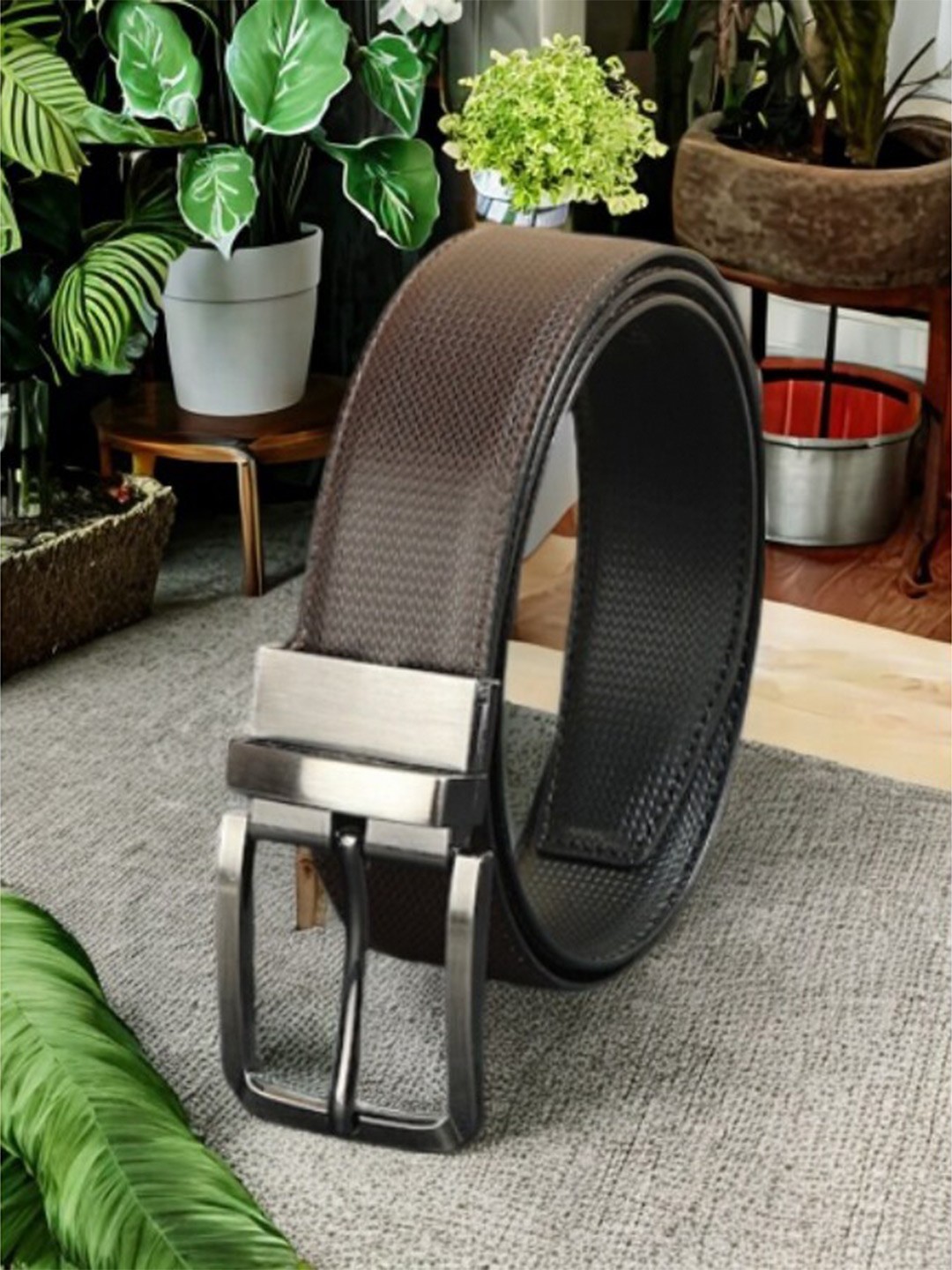 

Kastner Men Textured PU Reversible Formal Belt, Black