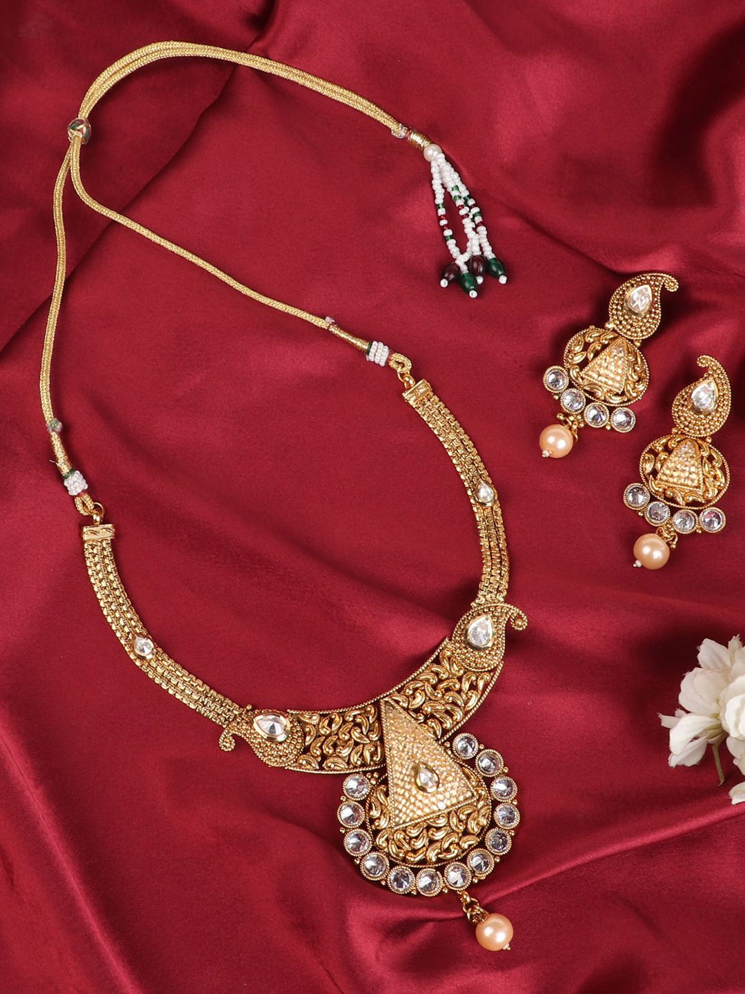 

FIROZA Gold-Plated Artificial Stones and Beads Necklace & Earrings