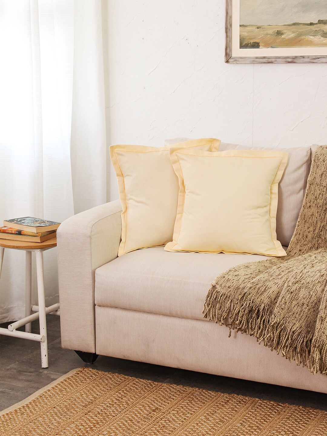 

House This Ginger Beige 2-Pieces Cotton Square Cushion Covers