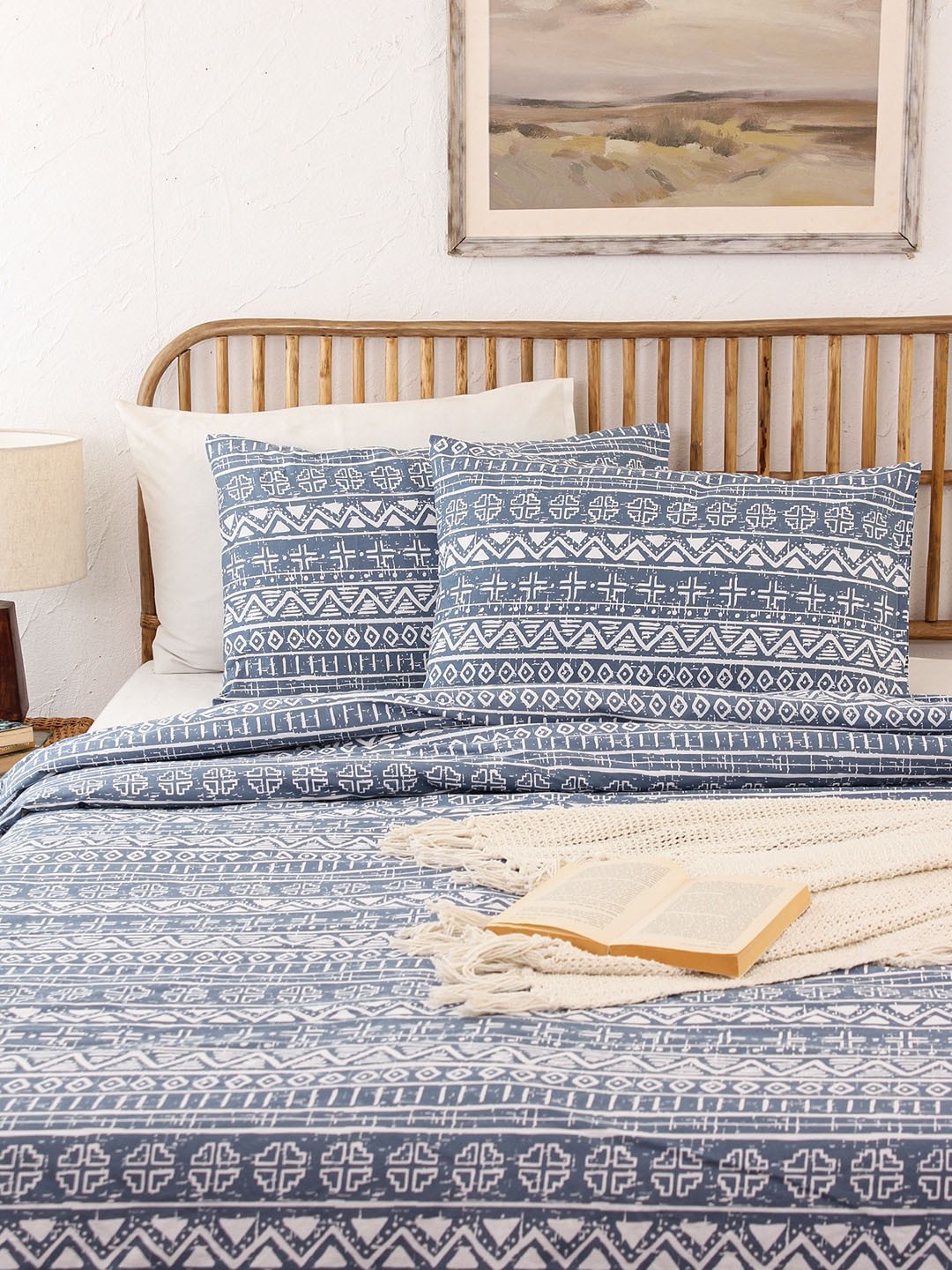 

House This Blue & White Printed 144 TC Pure Cotton Single Duvet Cover