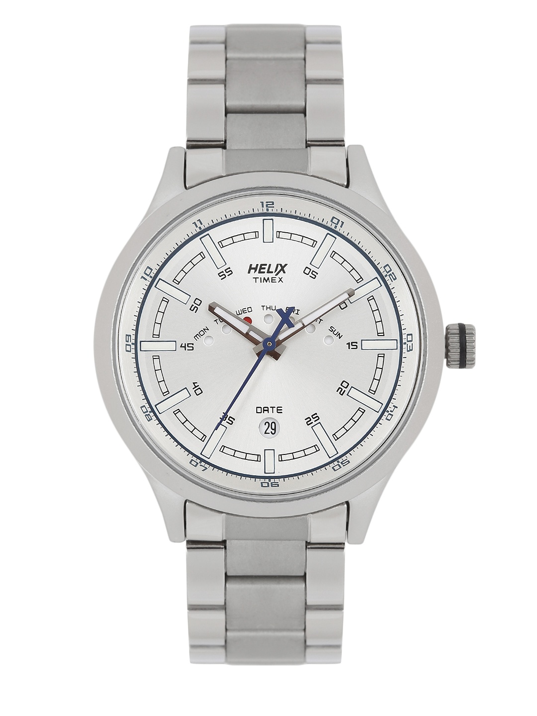 

Helix Men Silver-Toned Analogue Watch TW003HG16