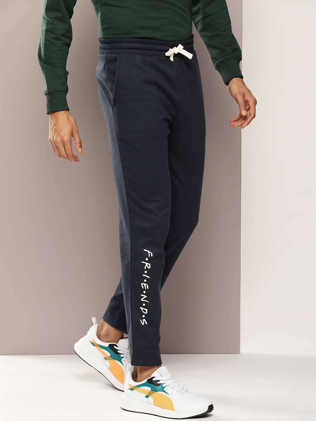 

Kook N Keech Men Friends Printed Slim Fit Track Pants, Navy blue