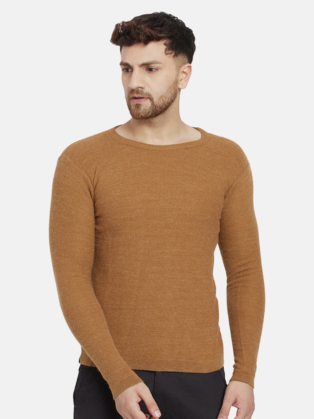 

Dlanxa Acrylic Round Neck Pullover Sweater, Camel brown