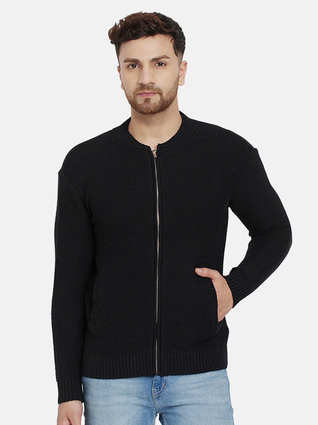 

Dlanxa Round Neck Long Sleeves Acrylic Cardigan Sweaters, Black