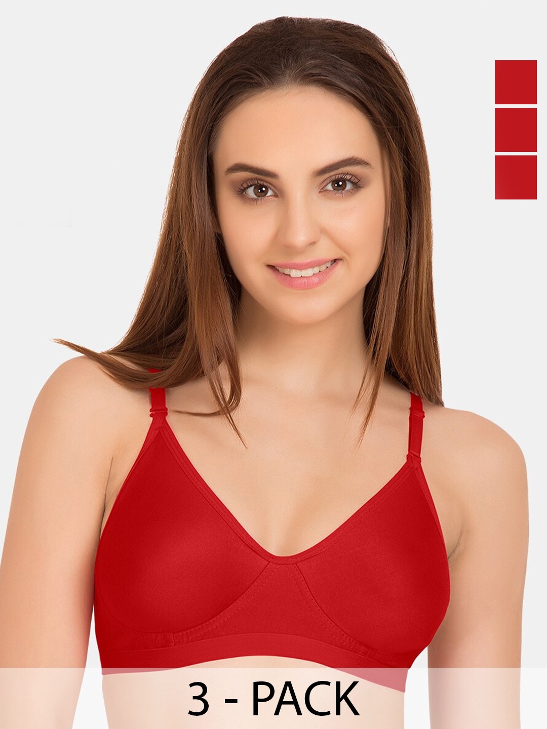 

Tweens Pack of 3 Full Coverage T-shirt Bra With All Day Comfort, Red